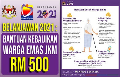 Bantuan Warga Emas RM500 oleh Jabatan Kebajikan Masyarakt (JKM)