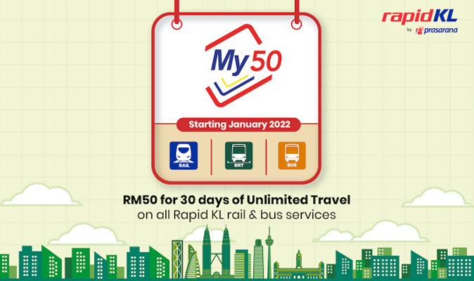 Cara Dapatkan My50 | Pas Perjalanan Tanpa Had RapidKL | LRT | MRT | Monorel dan Bas Rapid