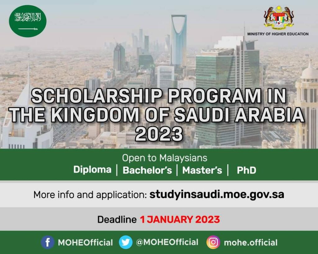 Cara Mohon Biasiswa Kerajaan Arab Saudi 2023 – Kementerian Pengajian Tinggi